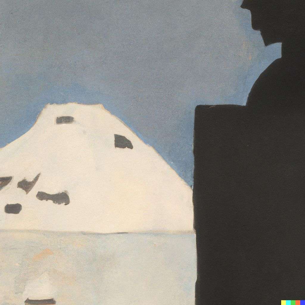 someone gazing at Mount Everest, painting by Kazimir Malevich
